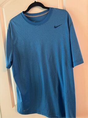 Nike Men's Short-Sleeve Performance Tee in Blue with Navy Swoosh